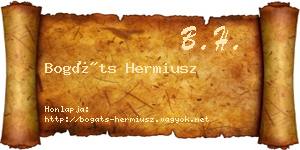 Bogáts Hermiusz névjegykártya
